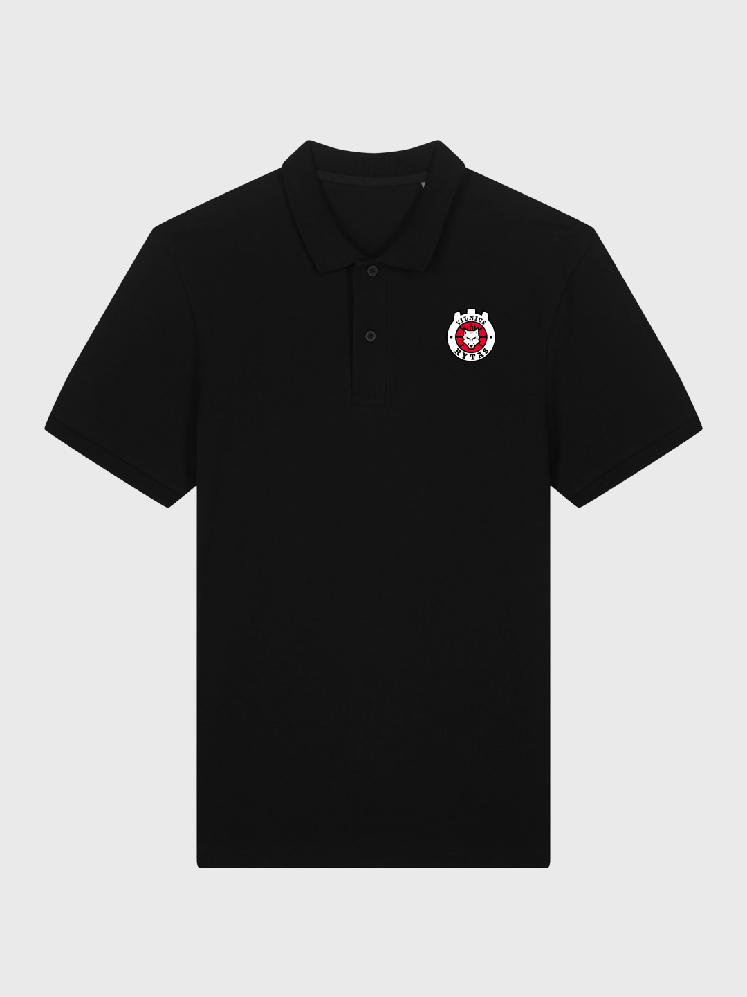 Polo marškinėliai su spalvotu logotipu, juodi
